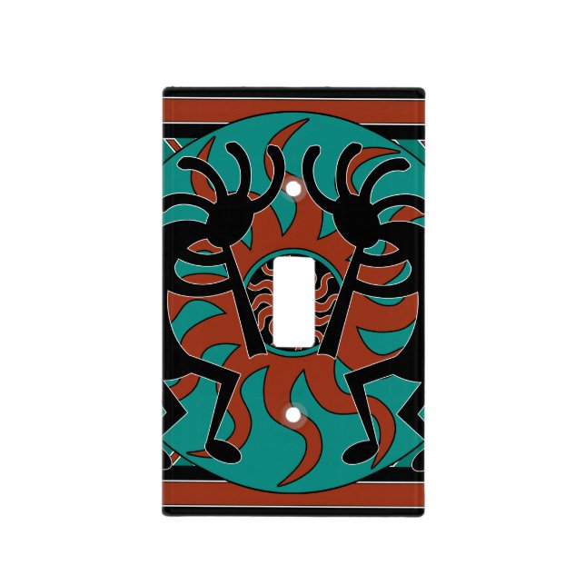 Turquoise Kokopelli Southwest Design Light Switch Cover (Front)