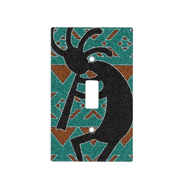 Turquoise Kokopelli Southwest Light Switch Cover (Front)