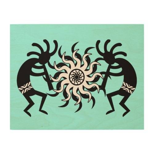 Turquoise Kokopelli Southwest Tribal Sun Wood Wall Decor