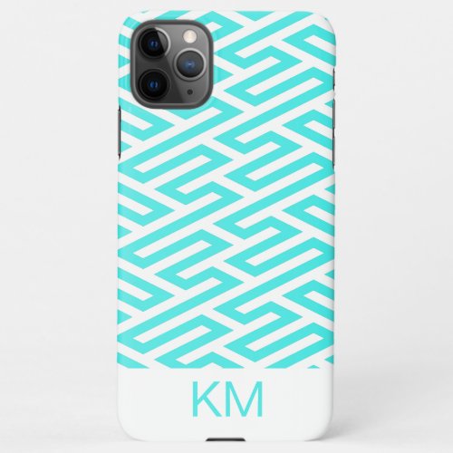 Turquoise Labyrinth Art Deco Geometric iPhone 11Pro Max Case