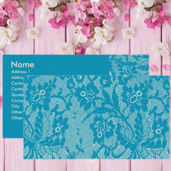 Turquoise Lace Profile Business Card by Cardgallery at Zazzle