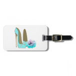 Turquoise Lace Stiletto Shoes and Rose Art Bag Tag