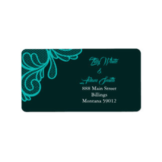 Turquoise Lace Wedding Stationery - Address Label