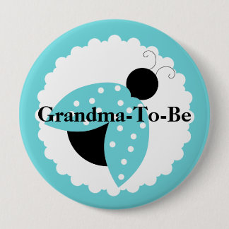 Turquoise Ladybug Grandma To Be Baby Shower Button
