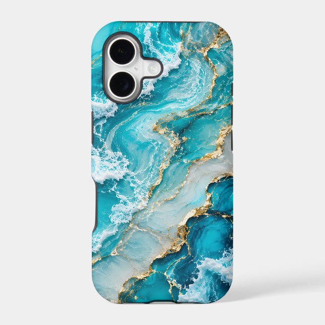 Turquoise Lagoon Waves Abstract Case-Mate iPhone Case (Back)