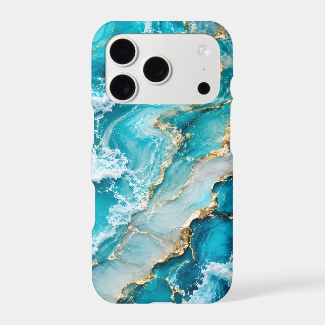 Turquoise Lagoon Waves Abstract iPhone Case (Back)