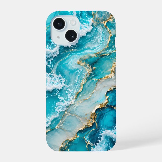 Turquoise Lagoon Waves Abstract Iphone Case (Back)
