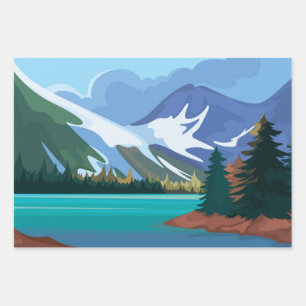 Turquoise lake wrapping paper sheets