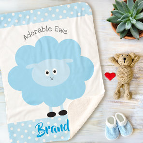 Turquoise Lamb Baby Boy Adorable Ewe Script Name Sherpa Blanket