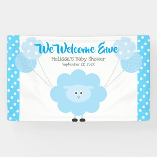 Turquoise Lamb Boy Baby Shower Balloon Cute Kawaii Banner