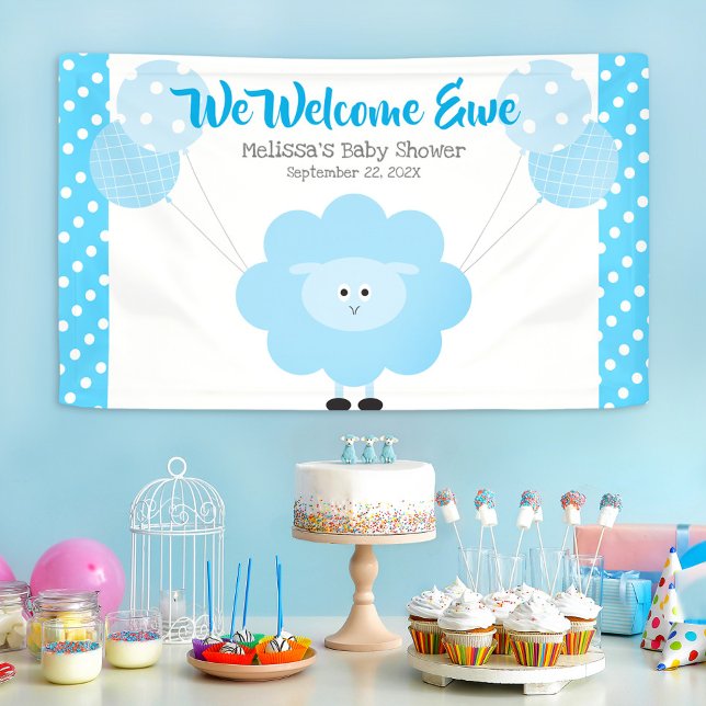 Turquoise Lamb Boy Baby Shower Balloon Cute Kawaii Banner (Creator Uploaded)