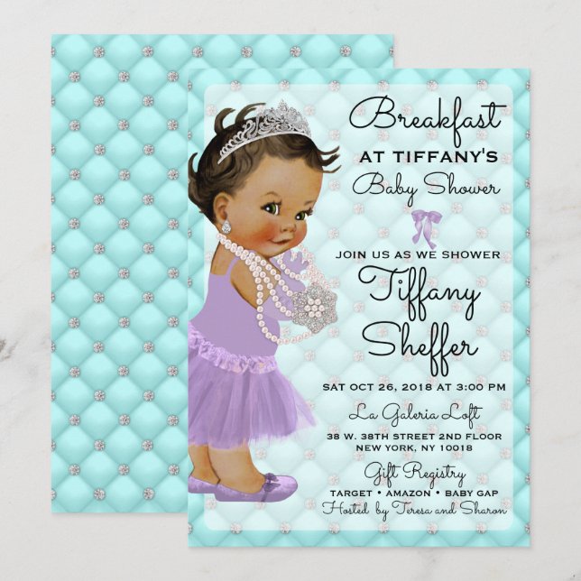 Turquoise & Lavender Baby Shower Invitation (Front/Back)