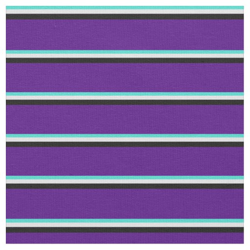 Turquoise, Lavender, Black & Indigo Pattern Fabric