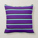 [ Thumbnail: Turquoise, Lavender, Black & Indigo Pattern Pillow ]