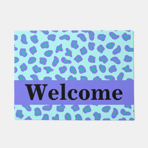 Turquoise Lavender Purple Leopard Skin Welcome Doormat