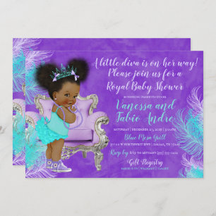 Turquoise Lavender Watercolor Baby Shower Invitation