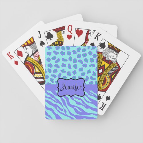 Turquoise  Lavender Zebra  Cheetah Customized Poker Cards