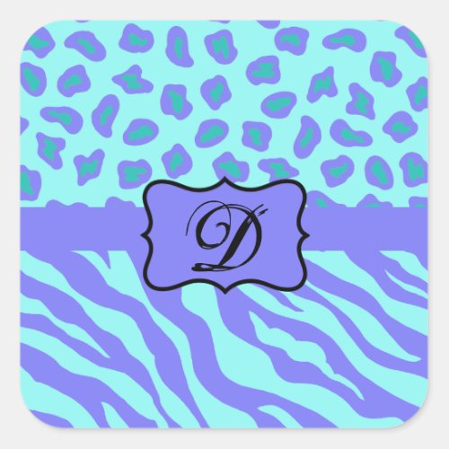 Turquoise  Lavender Zebra  Cheetah Customized Square Sticker