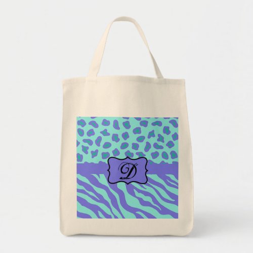 Turquoise  Lavender Zebra  Cheetah Customized Tote Bag