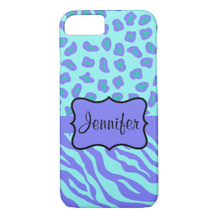 Turquoise Lavender Zebra Leopard Name Personalized iPhone 8/7 Case