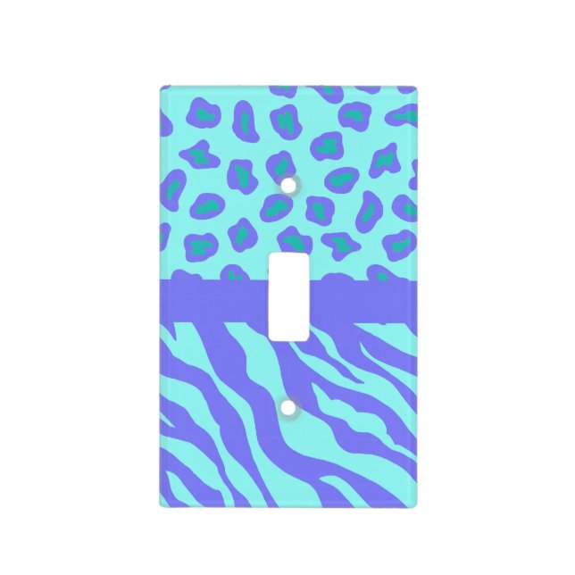 Turquoise Lavender Zebra Leopard Skin Decorative Light Switch Cover (Front)