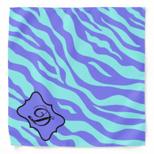 Turquoise Lavender Zebra Leopard Skin Monogram Bandana