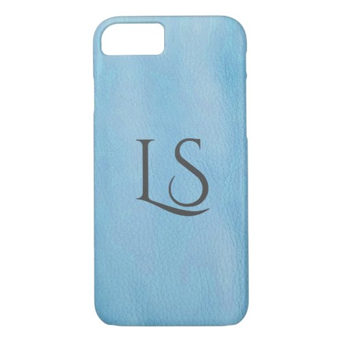 turquoise leather background with monogram iPhone 87 case