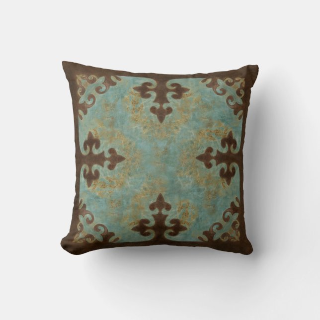 Turquoise leather boots pillow (Front)