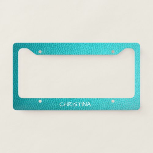 Turquoise Leather Look Custom License Plate Frame