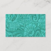 Turquoise Leather Print Business Cards