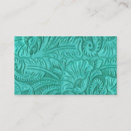 Turquoise Leather Print Business Cards