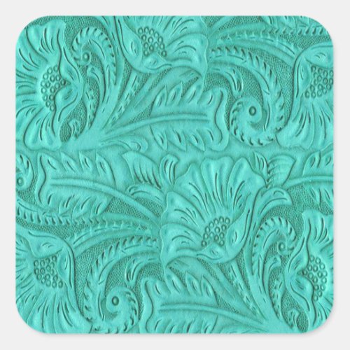 Turquoise Leather Print Stickers