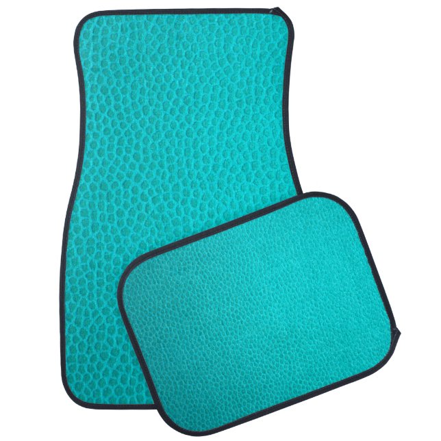 Turquoise leather skin texture skin car floor mat (Set)