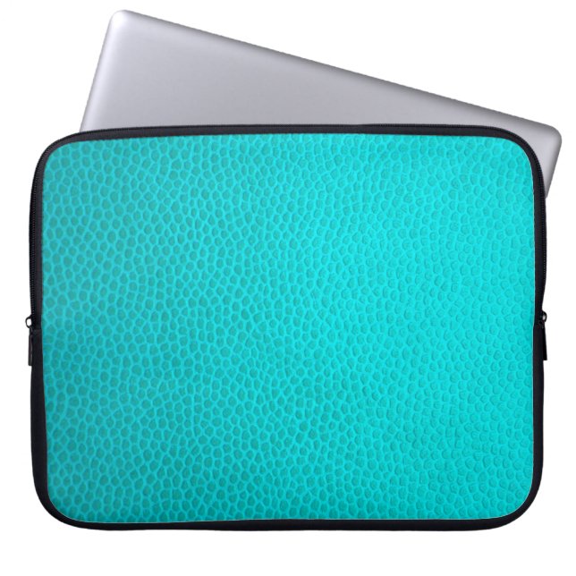 Turquoise leather skin texture skin laptop sleeve (Front)