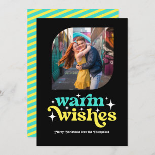 Turquoise & Lemon Modern Retro Christmas Photo Holiday Card