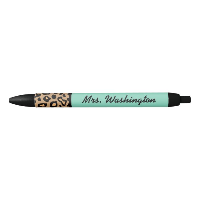Turquoise Leopard Office Pen Gift (Front)