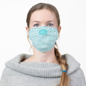 Turquoise Leopard Pattern 3 Initial Monogram Adult Cloth Face Mask (Worn)