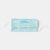 Turquoise Leopard Pattern 3 Initial Monogram Adult Cloth Face Mask (Front, Folded)