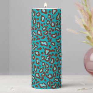 Turquoise Leopard Print Candle