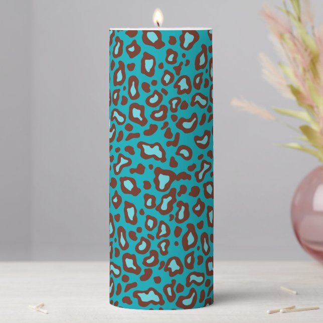 Turquoise Leopard Print Candle  (In Situ)