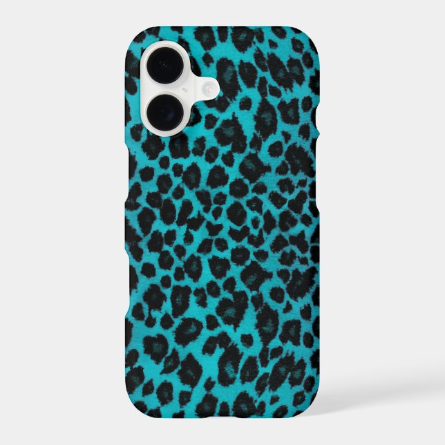 Turquoise Leopard Print Iphone Case (Back)