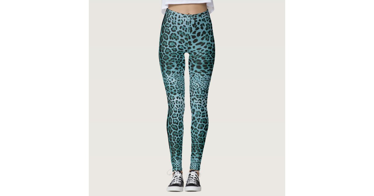 Turquoise Leopard Print Leggings