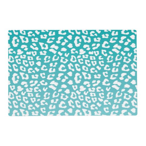 Turquoise Leopard Print Pattern Placemat