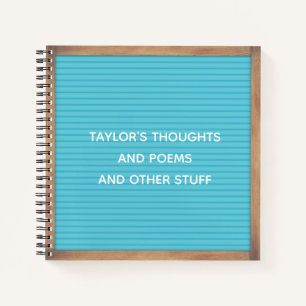 Turquoise Letter Board Marquee Sign Custom Message Notebook