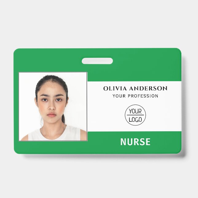 Turquoise Light Blue Business Photo Staff ID Badge (Front)