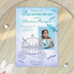 Turquoise, Light Blue Quinceañera Invitation
