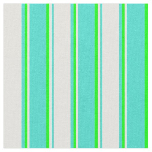 Turquoise, Light Cyan & Lime Lines Fabric
