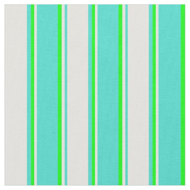 Turquoise, Light Cyan & Lime Lines Fabric (Close Up)