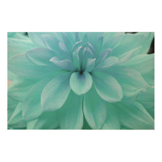 Turquoise light green blue flower wood wall art