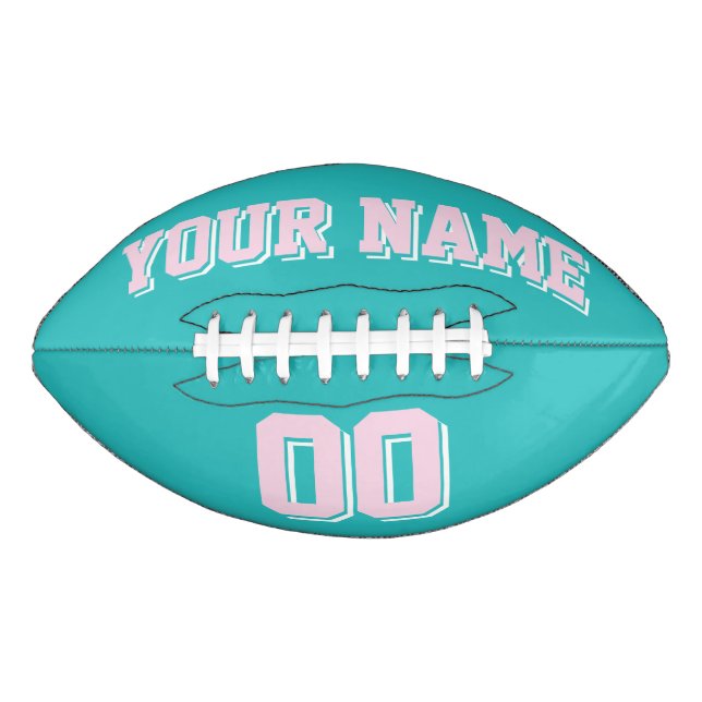 TURQUOISE LIGHT PINK AND WHITE Custom Football (Front)